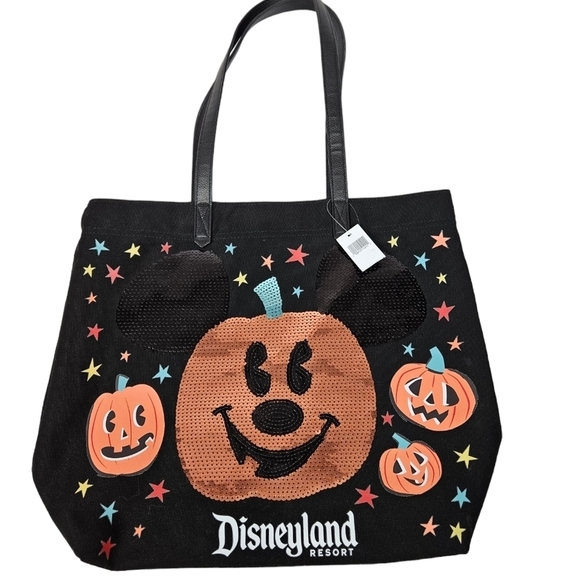NWT Disney Disneyland Resort Halloween Sequin Pumpkin Mickey Mouse Tote Bag - Picture 10 of 10